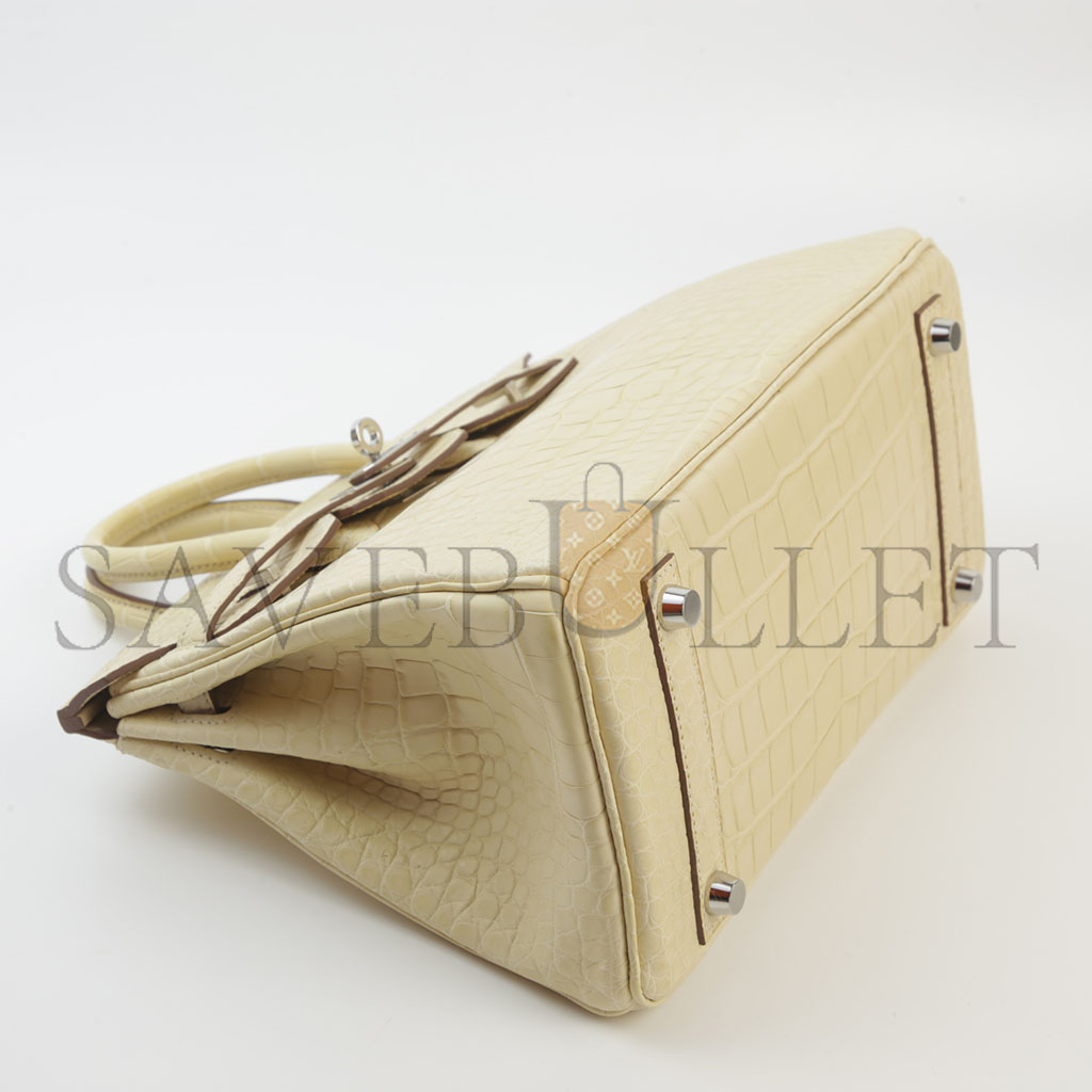 H**mes master birkin 20 crocodile leather vanilla silver buckle h041350ck03 (20*15.5*11cm)